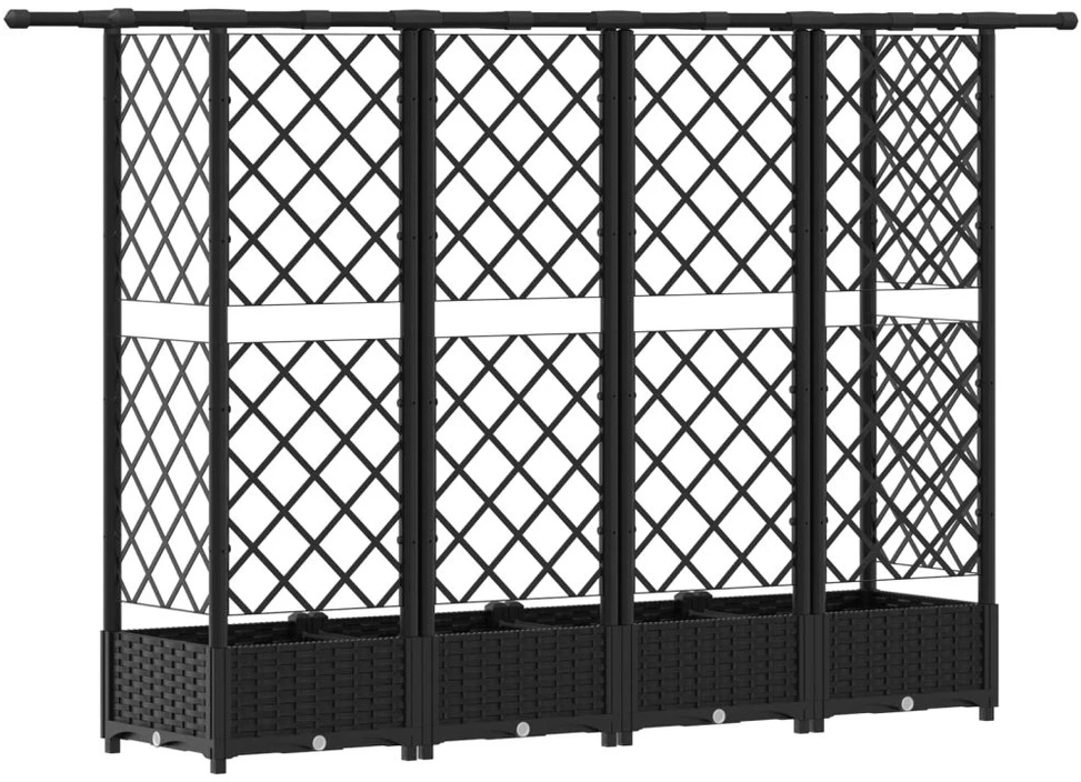 Pakeltas lovas su trelėmis ir stogu Juoda 202,5 x 40 x 121 cm