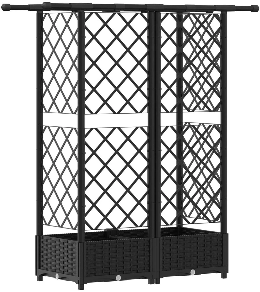 Pakeltas lovas su trelėmis ir stogu Juoda 124 x 40 x 121 cm PP