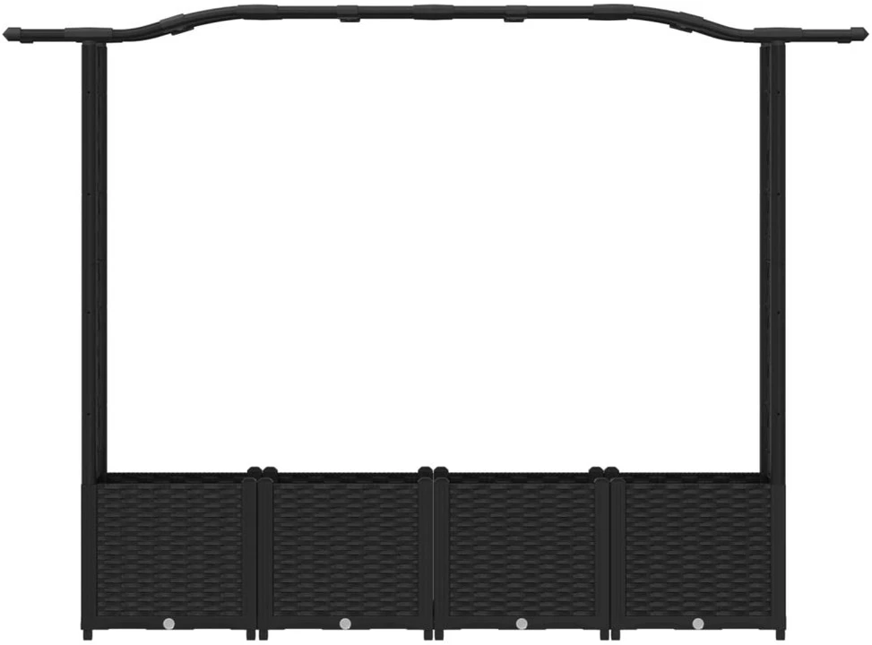 Pakelta lysvė su trelėmis ir stogu Juoda 204 x 40 x 138 cm PP