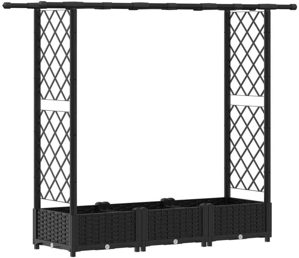 Pakelta lysvė su trelėmis ir stogu Juoda 164 x 40 x 121 cm PP