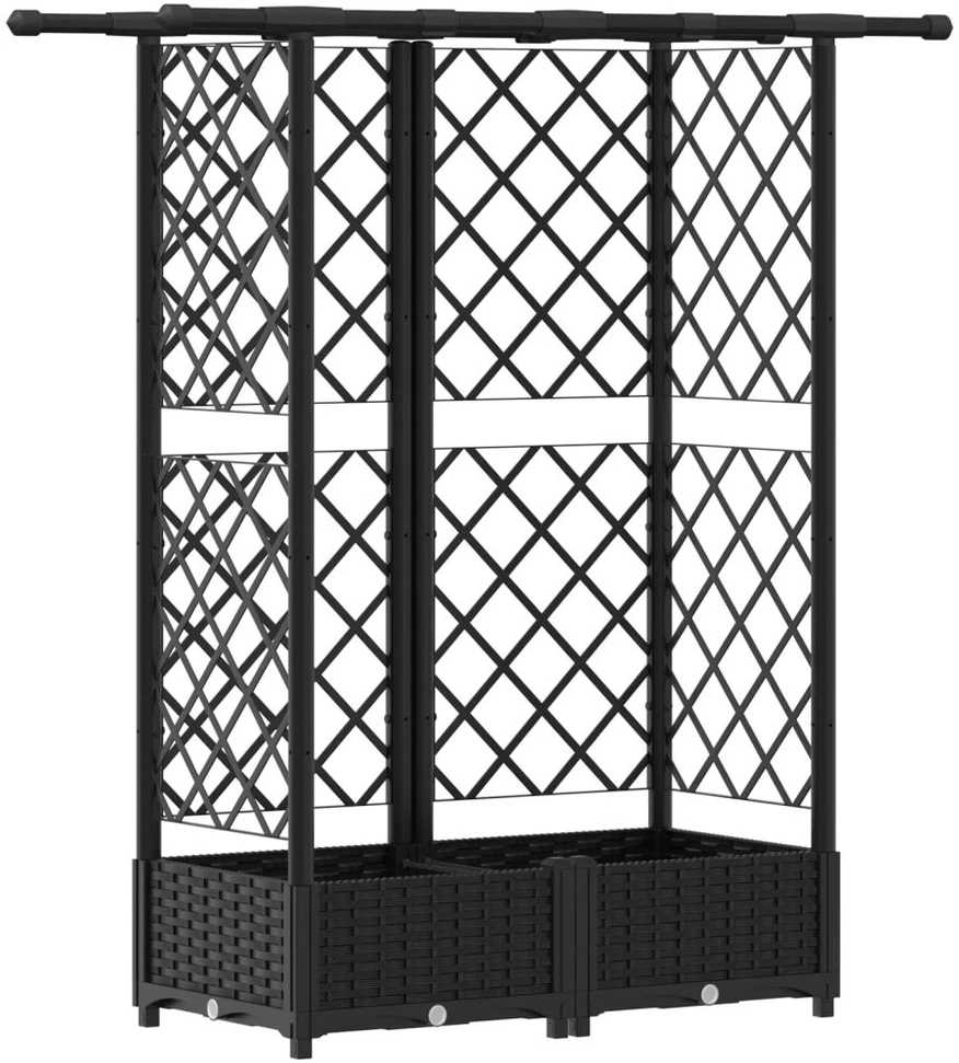 Pakeltas lovas su trelėmis ir stogu Juoda 124 x 40 x 121 cm PP