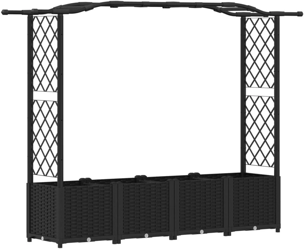 Pakelta lysvė su trelėmis ir stogu Juoda 204 x 40 x 138 cm PP