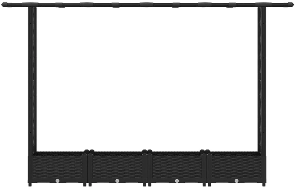 Pakelta lysvė su trelėmis ir stogu Juoda 203 x 40 x 121 cm PP