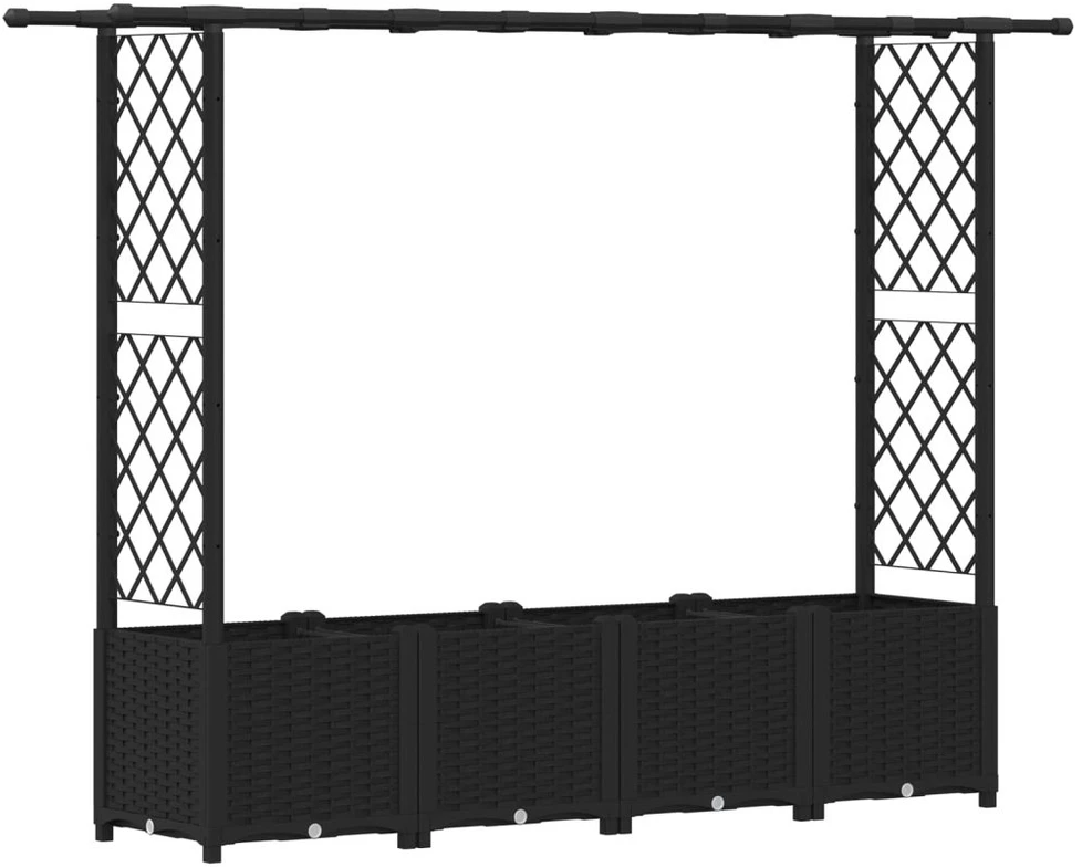 Pakelta lysvė su trelėmis ir stogu Juoda 203 x 40 x 136 cm PP