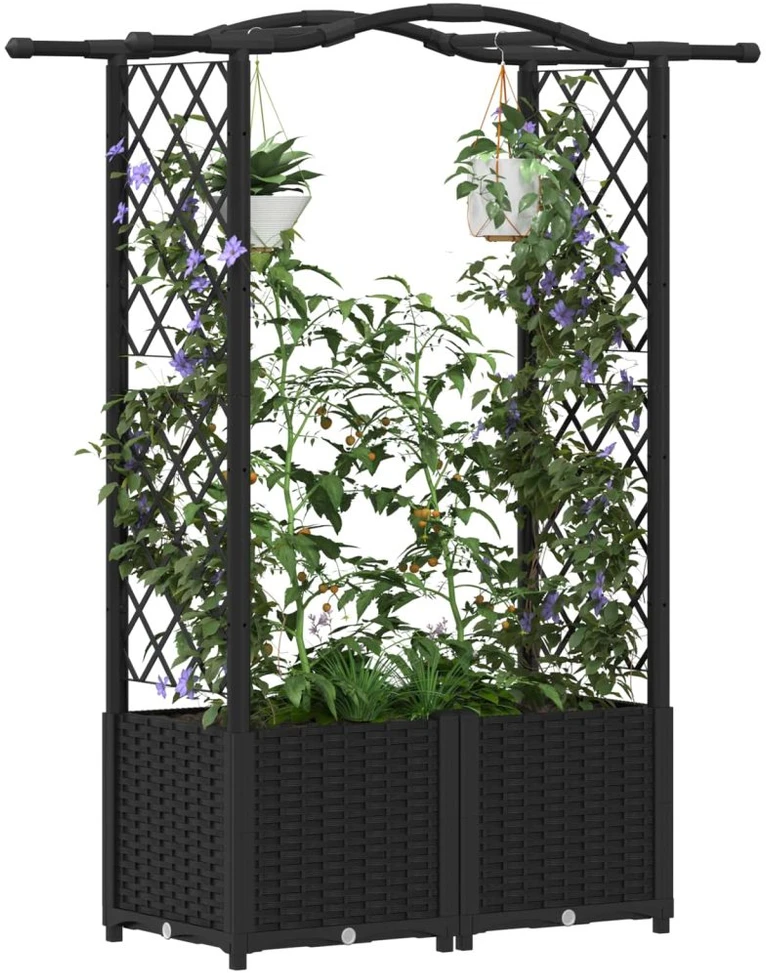 Pakelta lysvė su trelėmis ir stogu Juoda 125 x 40 x 138 cm PP