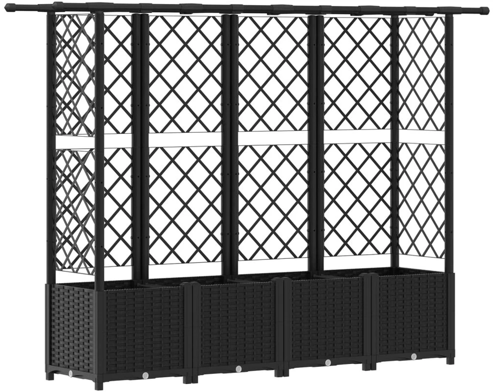 Pakeltas lovas su trelėmis ir stogu Juoda 202 x 40 x 136 cm PP