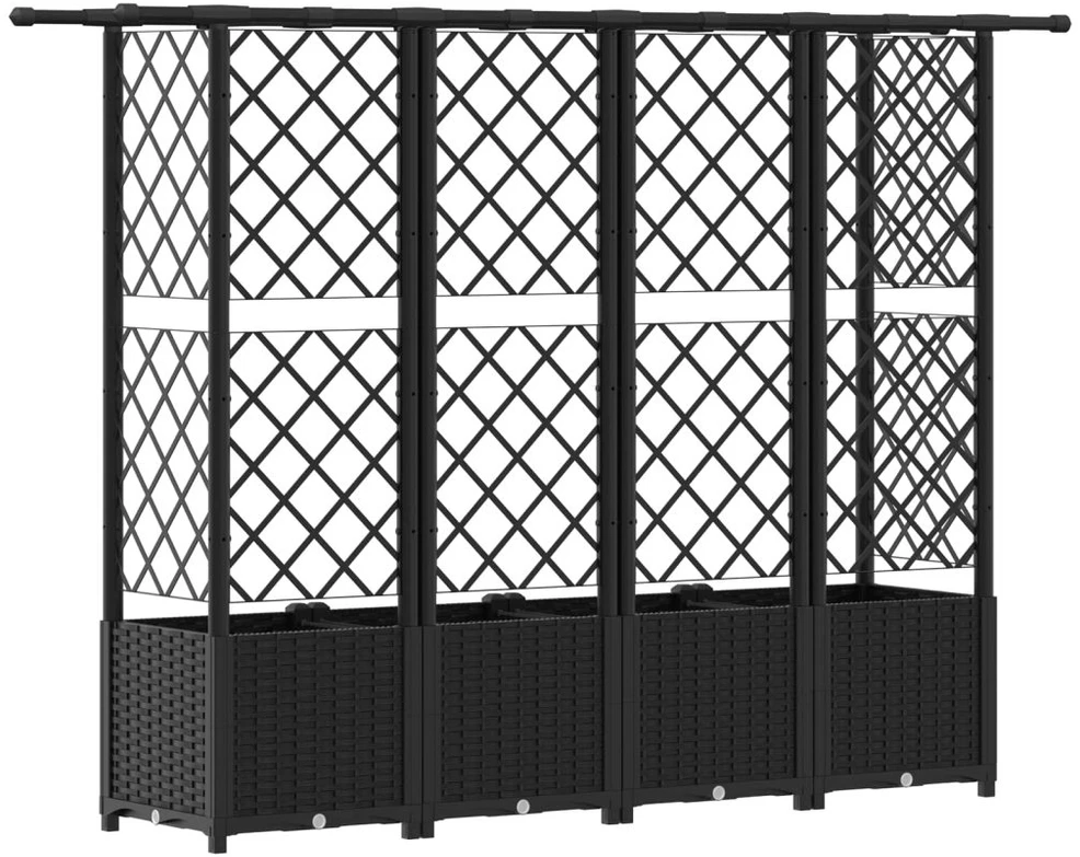 Pakeltas lovas su trelėmis ir stogu Juoda 202 x 40 x 136 cm PP