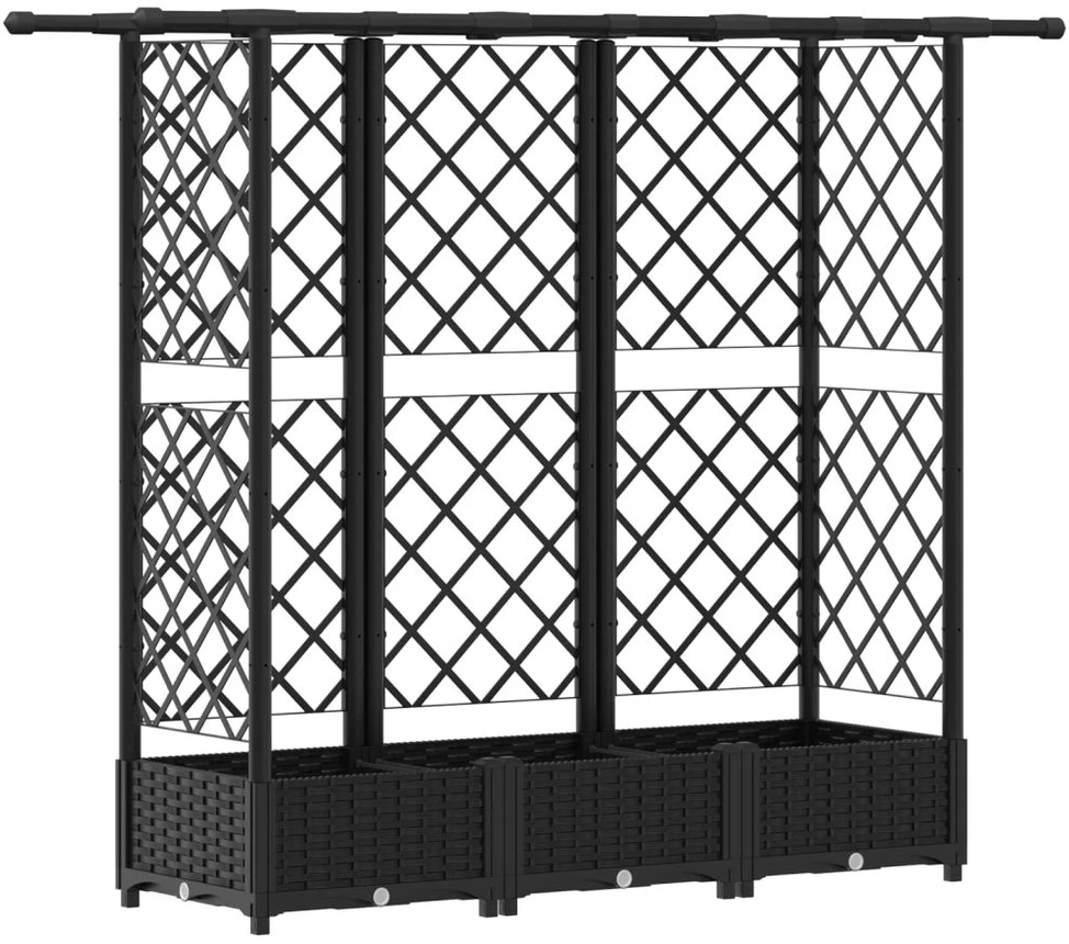 Pakeltas lovas su trelėmis ir stogu Juoda 164 x 40 x 121 cm PP
