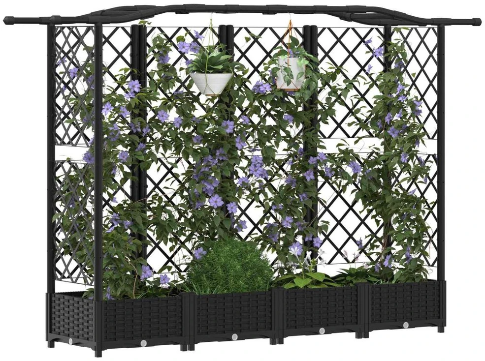 Pakeltas lovas su trelėmis ir stogu Juoda 203,5 x 40 x 123 cm