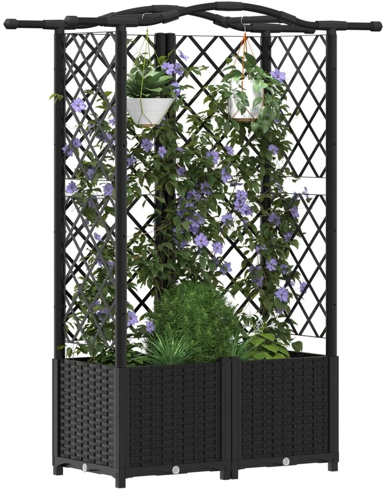 Pakeltas lovas su trelėmis ir stogu Juoda 122 x 40 x 138 cm PP