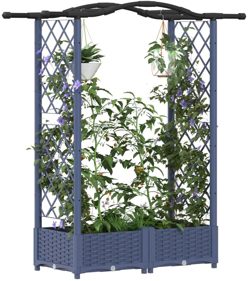 Pakelta lysvė su trelėmis ir stogu Pilka 124 x 40 x 123 cm PP