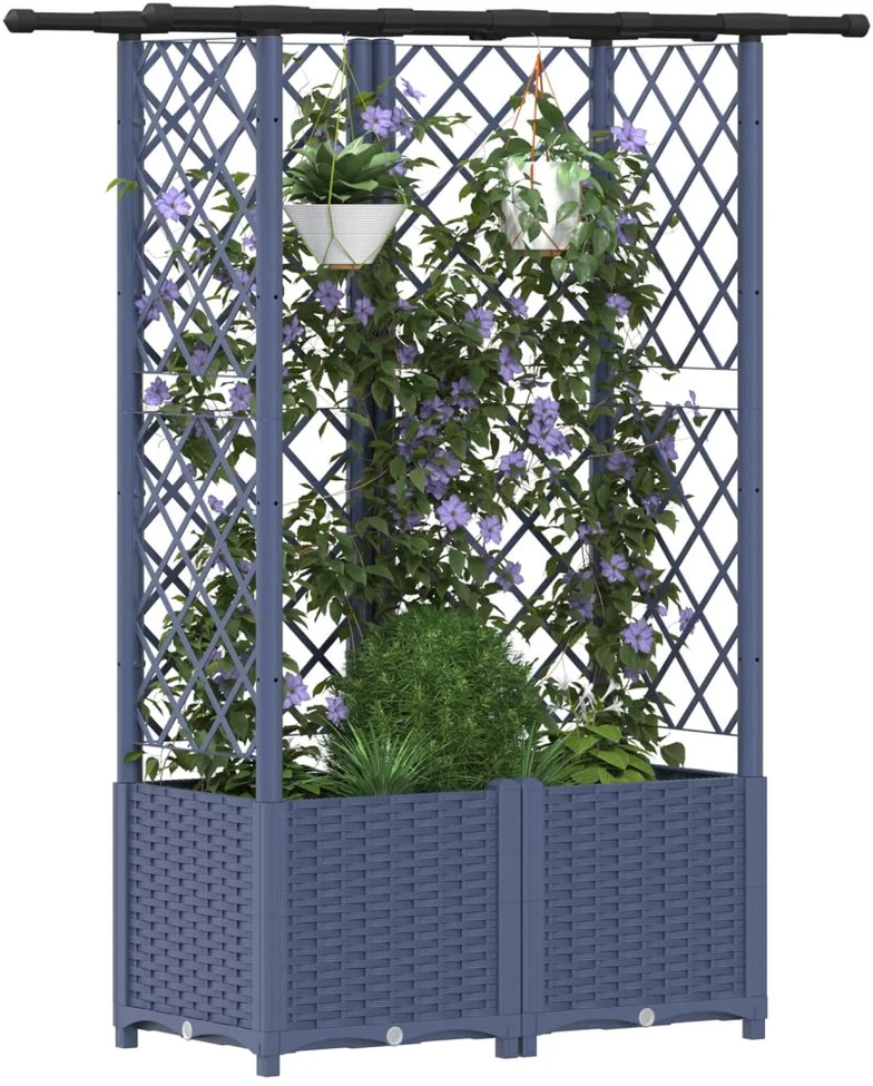 Pakeltas lovas su trelėmis ir stogu Pilka 124 x 40 x 136 cm PP