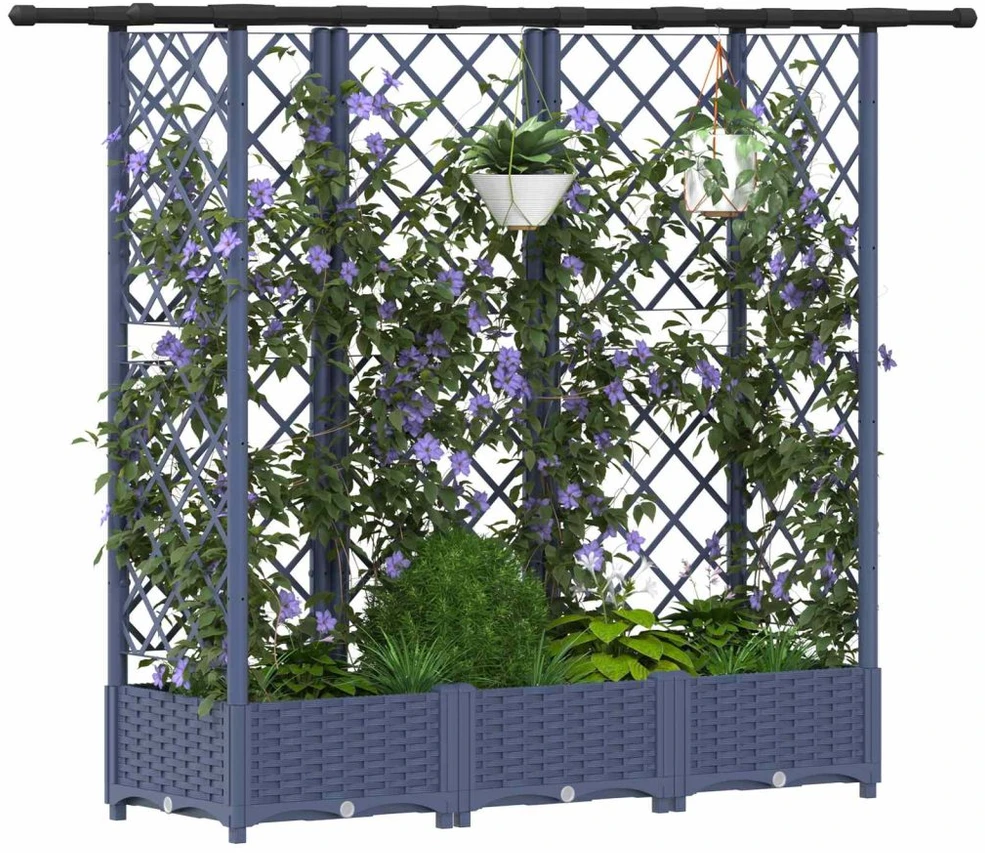 Pakeltas lovas su trelėmis ir stogu Pilka 164 x 40 x 121 cm PP