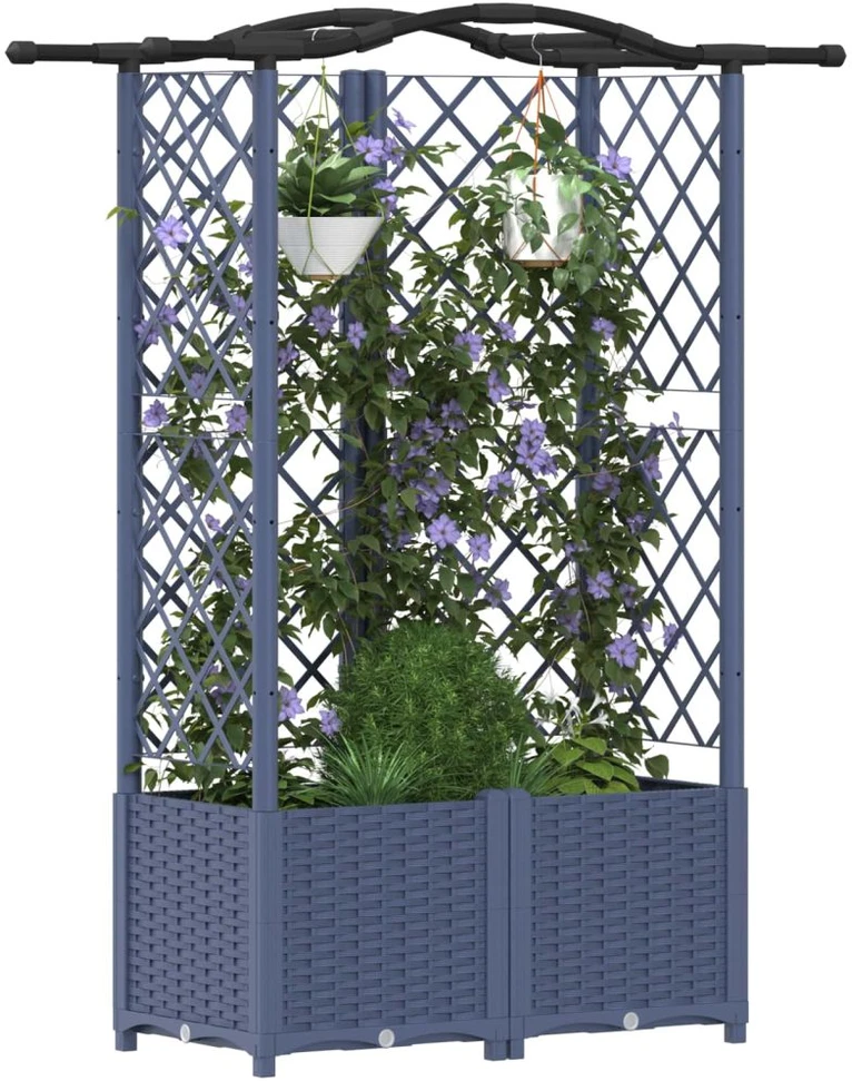 Pakeltas lovas su trelėmis ir stogu Pilka 122 x 40 x 138 cm PP