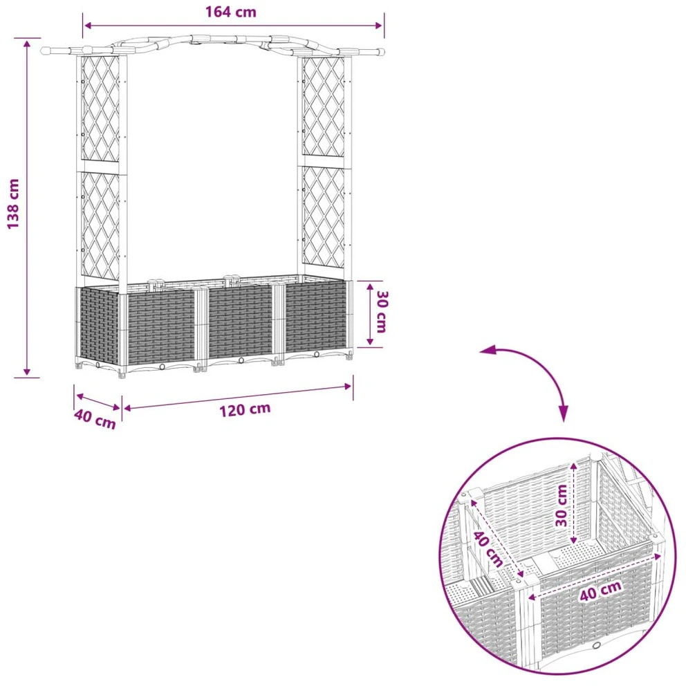 Pakeltas lovas su trelėmis ir stogu Ruda 164 x 40 x 138 cm PP