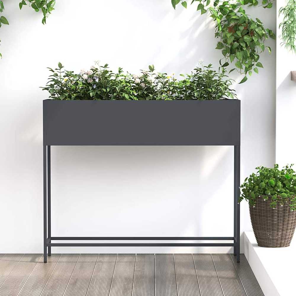 Pakeltas Sodo Vazonas Antracitas 100 x 26 x 82 cm Plienas