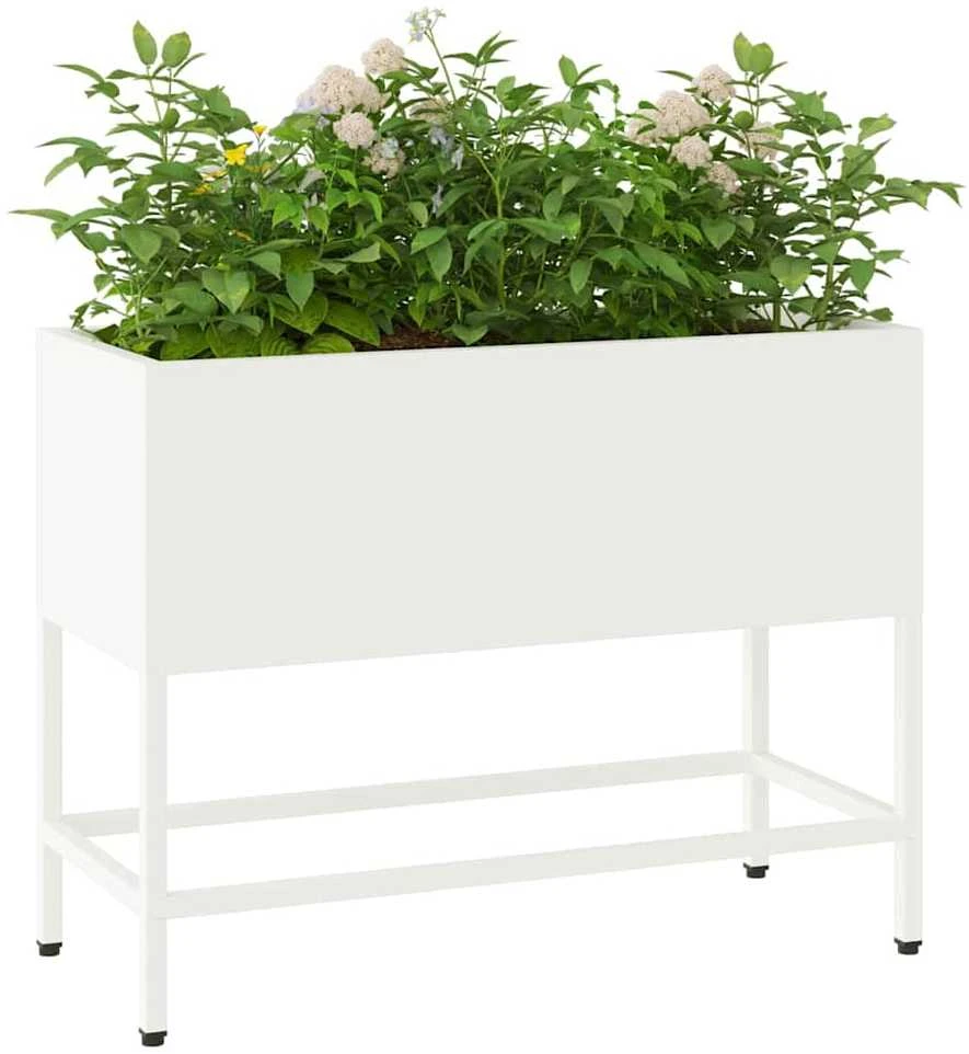 Pakeltas Sodo Vazonas Balta 60 x 26 x 48 cm Plienas