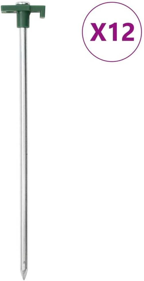 Palapinės kaiščiai, 12vnt., 25cm, skersmuo 7mm, plienas ir PP