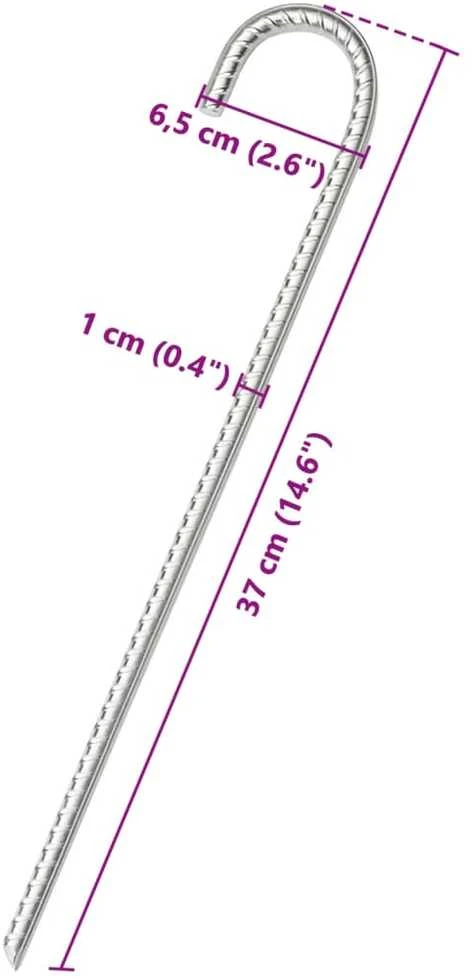 Palapinės kaiščiai, 12vnt., 37cm, skersmuo 10mm, plienas