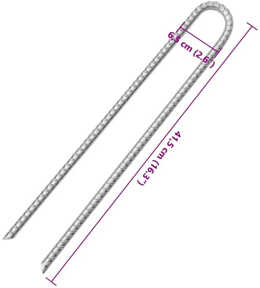 Palapinės kaiščiai, 12vnt., 41,5cm, skersmuo 12mm, U forma