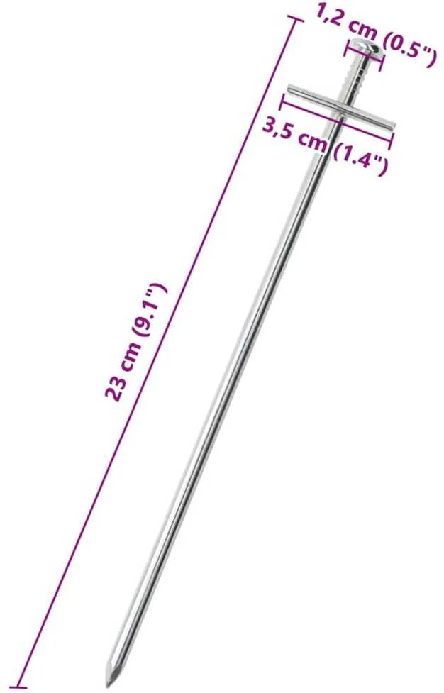 Palapinės kaiščiai, 24vnt., 23cm, skersmuo 6mm, plienas
