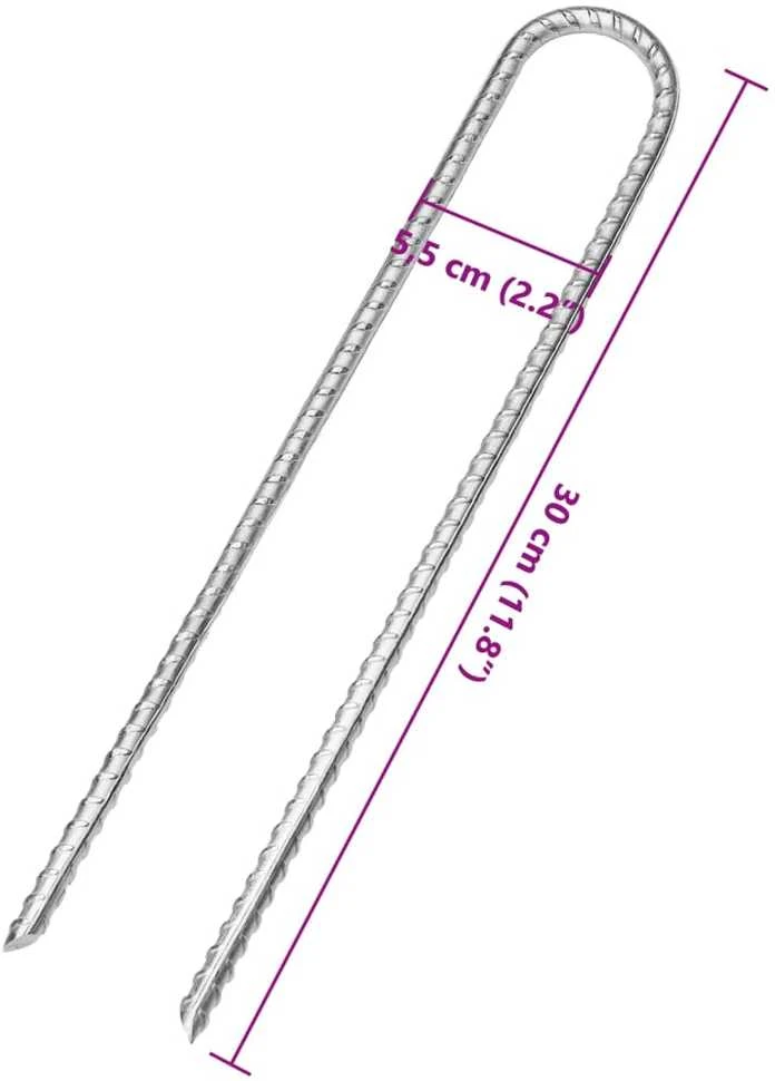 Palapinės kaiščiai, 6vnt., 30cm, skersmuo 7mm, plienas, U forma