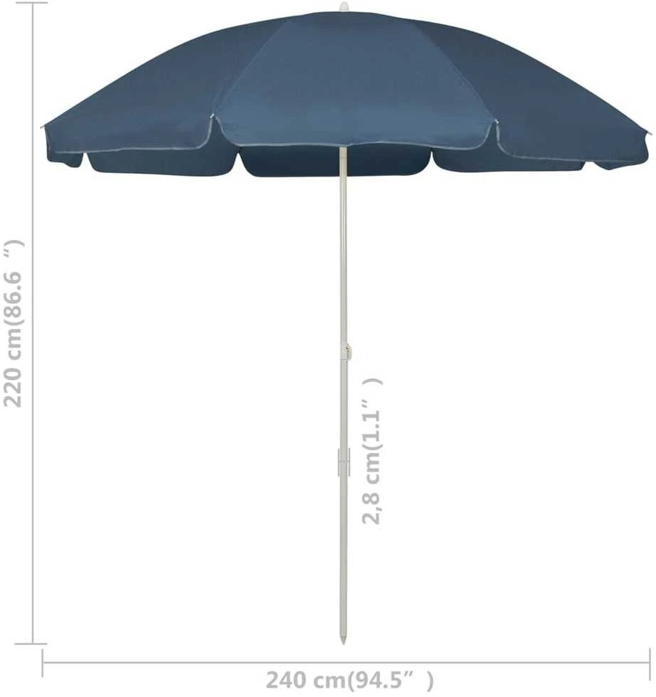 Paplūdimio skėtis nuo saulės, mėlynos spalvos, 240cm