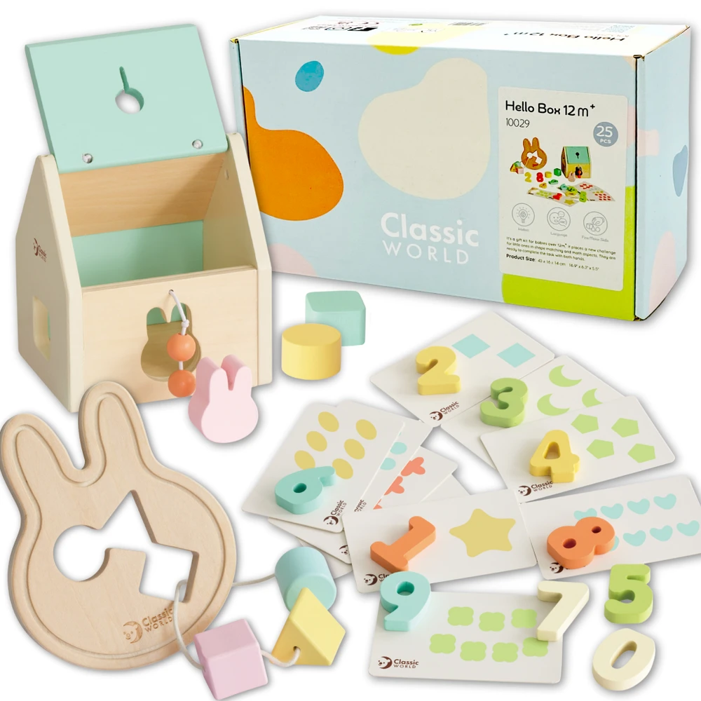 Pastelinis lavinamasis rinkinys kūdikiams CLASSIC WORLD 12–18 mėn