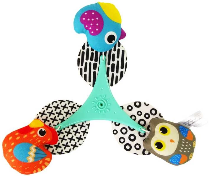Lean Toys Karuselė kūdikiams su muzikine dėžute ir pliušiniais paukšteliais, 40x23 cm