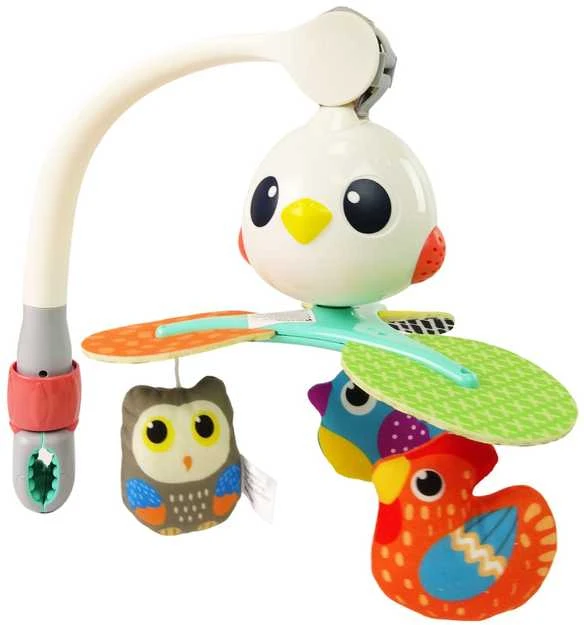 Lean Toys Karuselė kūdikiams su muzikine dėžute ir pliušiniais paukšteliais, 40x23 cm