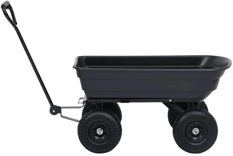 Paverčiamas rankinis sodo vežimėlis, juodos spalvos, 300kg, 75l