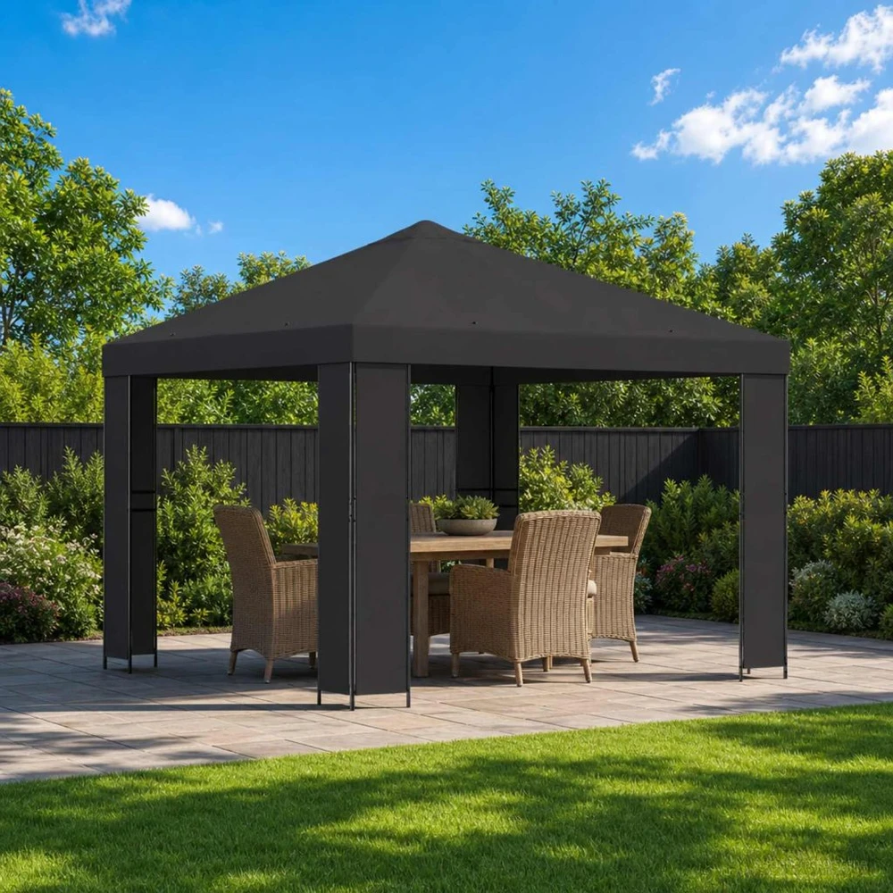 Pavėsinė 3 x 3 m Antracito Poliesteris ir plienas 190 gsm