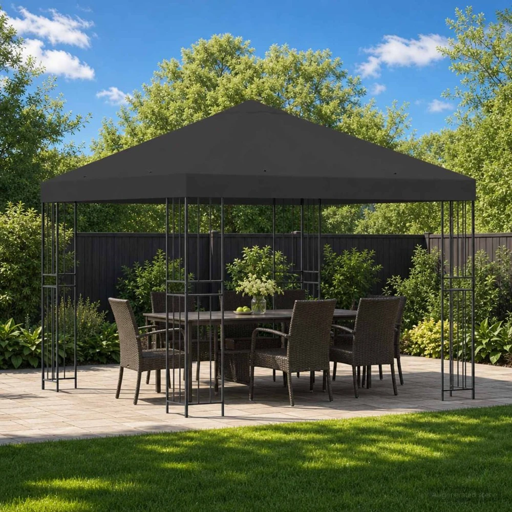 Pavėsinė 3 x 3 m Antracito Poliesteris ir plienas 190 gsm