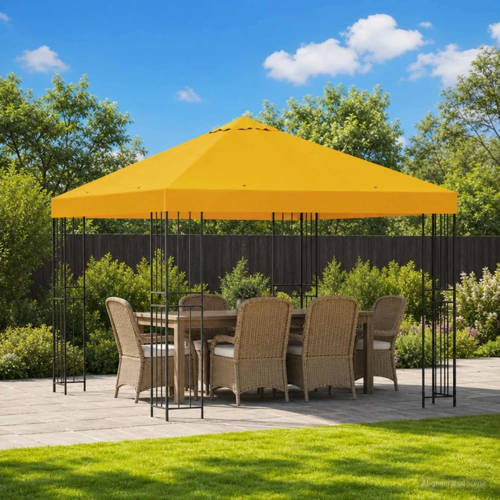 Pavėsinė 3 x 3 m Geltona Poliesteris ir plienas 190 gsm