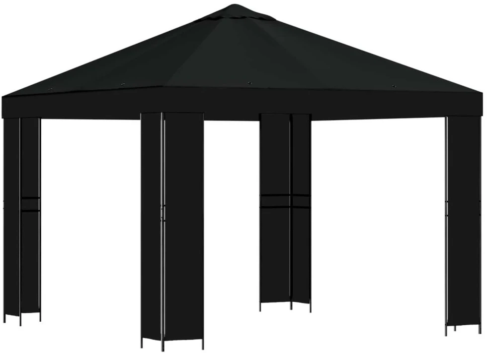 Pavėsinė 3 x 3 m Juoda Poliesteris ir plienas 190 gsm