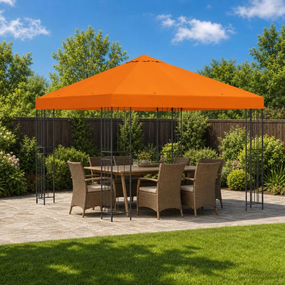 Pavėsinė 3 x 3 m Oranžinė Poliesteris ir plienas 190 gsm