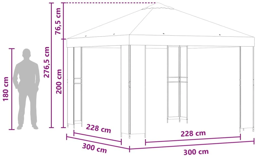Pavėsinė 3 x 3 m Ruda Poliesteris ir plienas 190 gsm