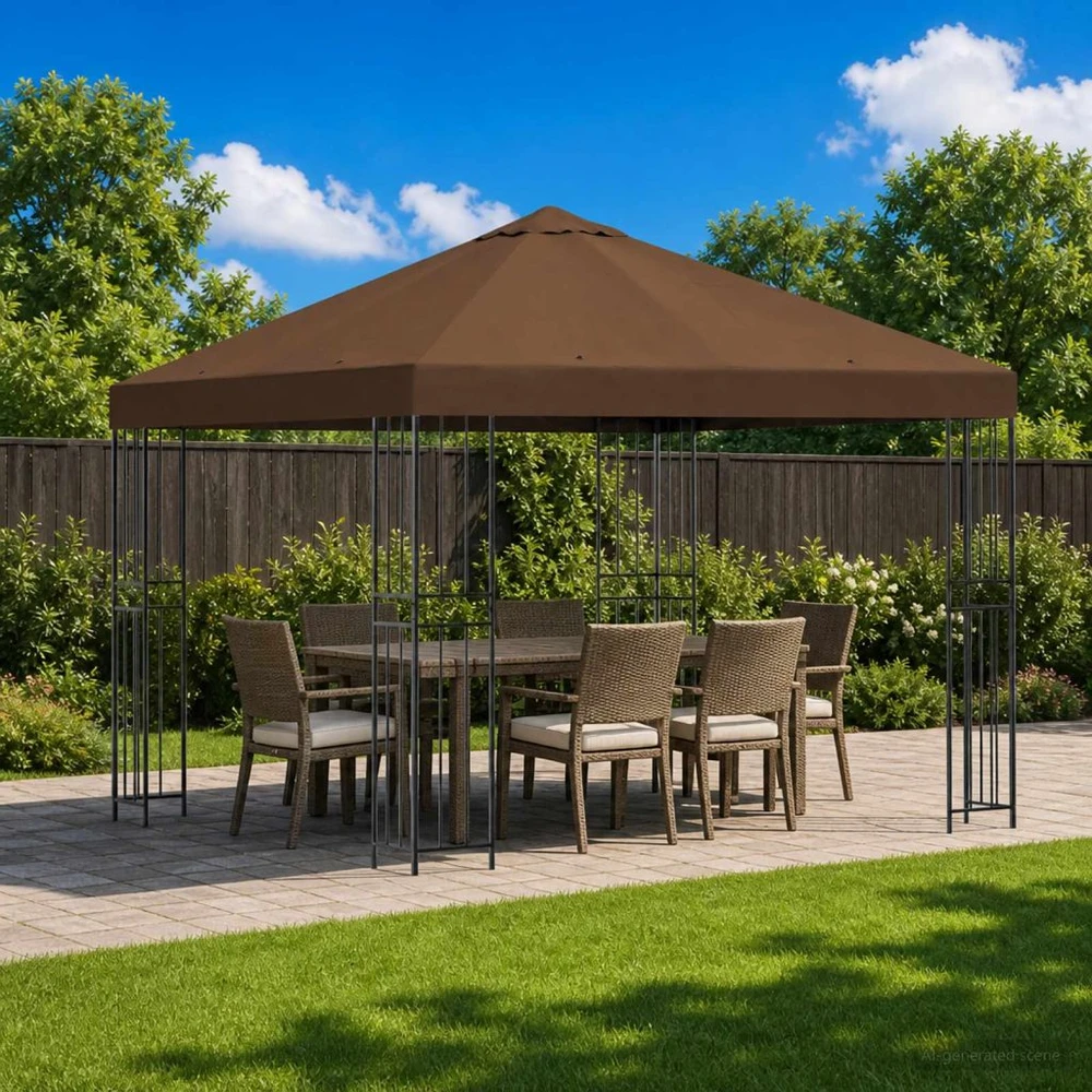 Pavėsinė 3 x 3 m Ruda Poliesteris ir plienas 190 gsm