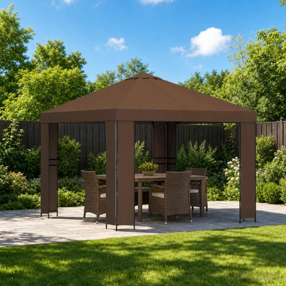 Pavėsinė 3 x 3 m Ruda Poliesteris ir plienas 190 gsm