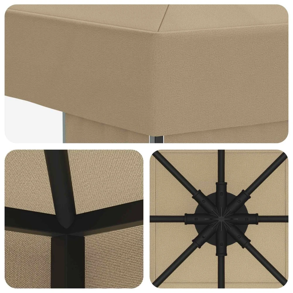 Pavėsinė 3 x 3 m Smėlio Poliesteris ir plienas 190 gsm
