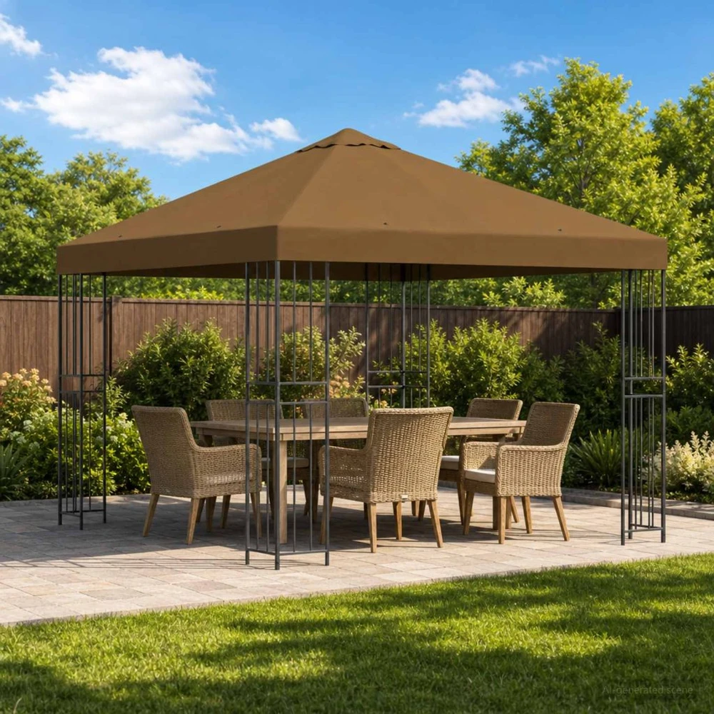 Pavėsinė 3 x 3 m Taupe Poliesteris ir plienas 190 gsm