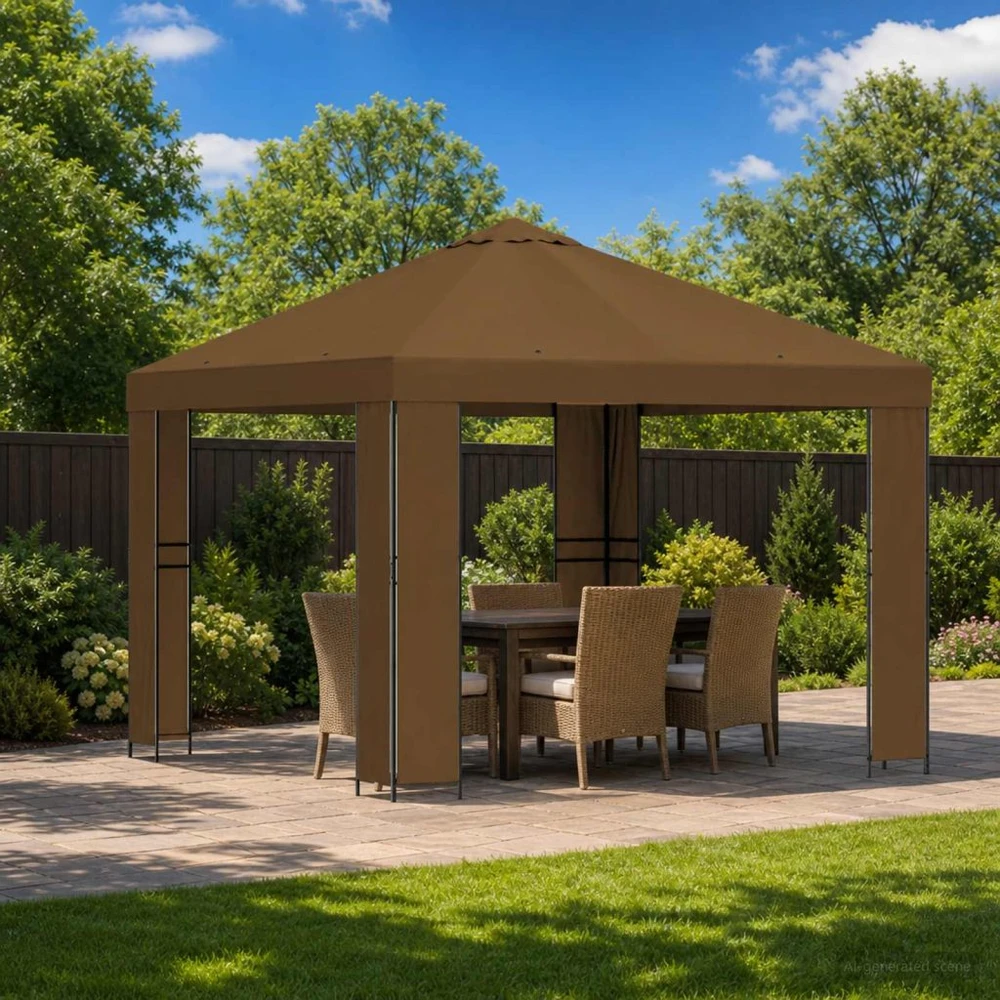Pavėsinė 3 x 3 m Taupe Poliesteris ir plienas 190 gsm