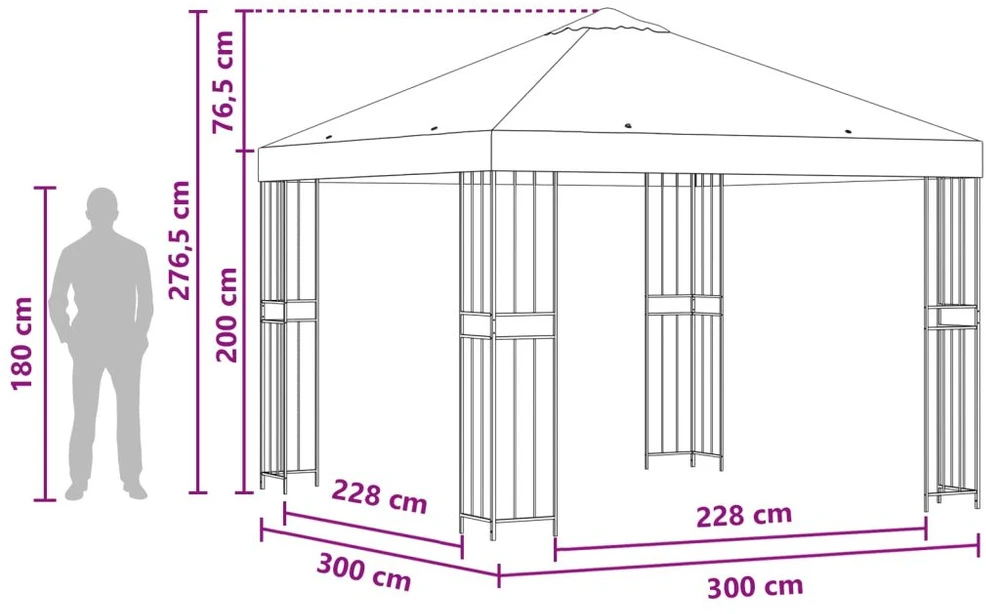 Pavėsinė 3 x 3 m Terakotos Poliesteris ir plienas 190 gsm
