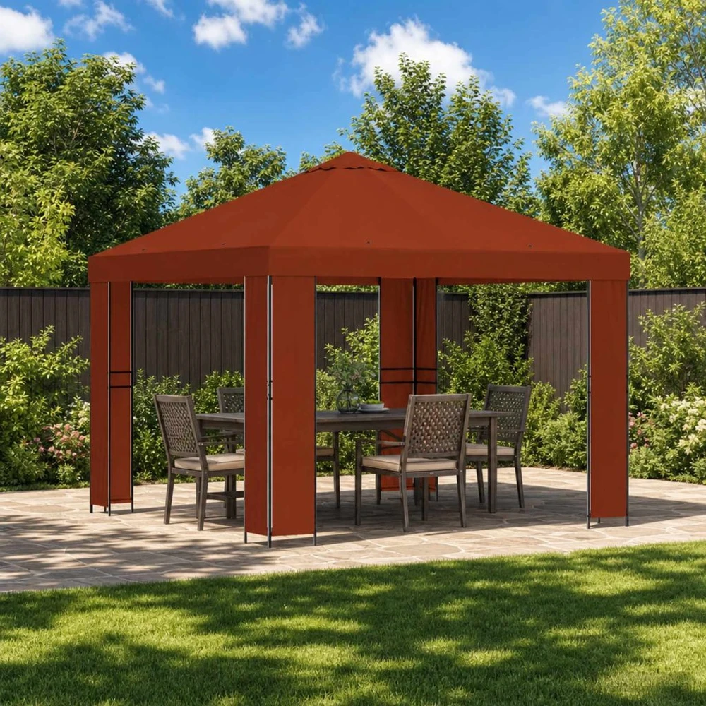 Pavėsinė 3 x 3 m Terakotos Poliesteris ir plienas 190 gsm