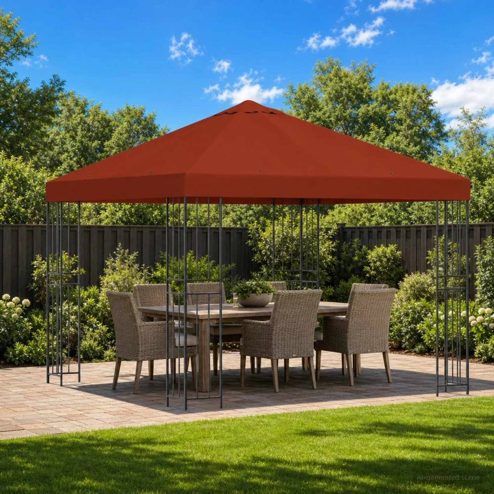 Pavėsinė 3 x 3 m Terakotos Poliesteris ir plienas 190 gsm