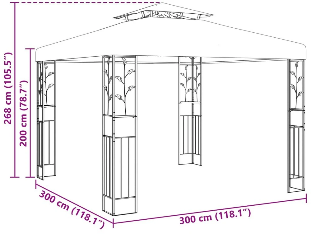 Pavėsinė 3 x 3 x 2,68 m Žalia Poliesteris ir plienas