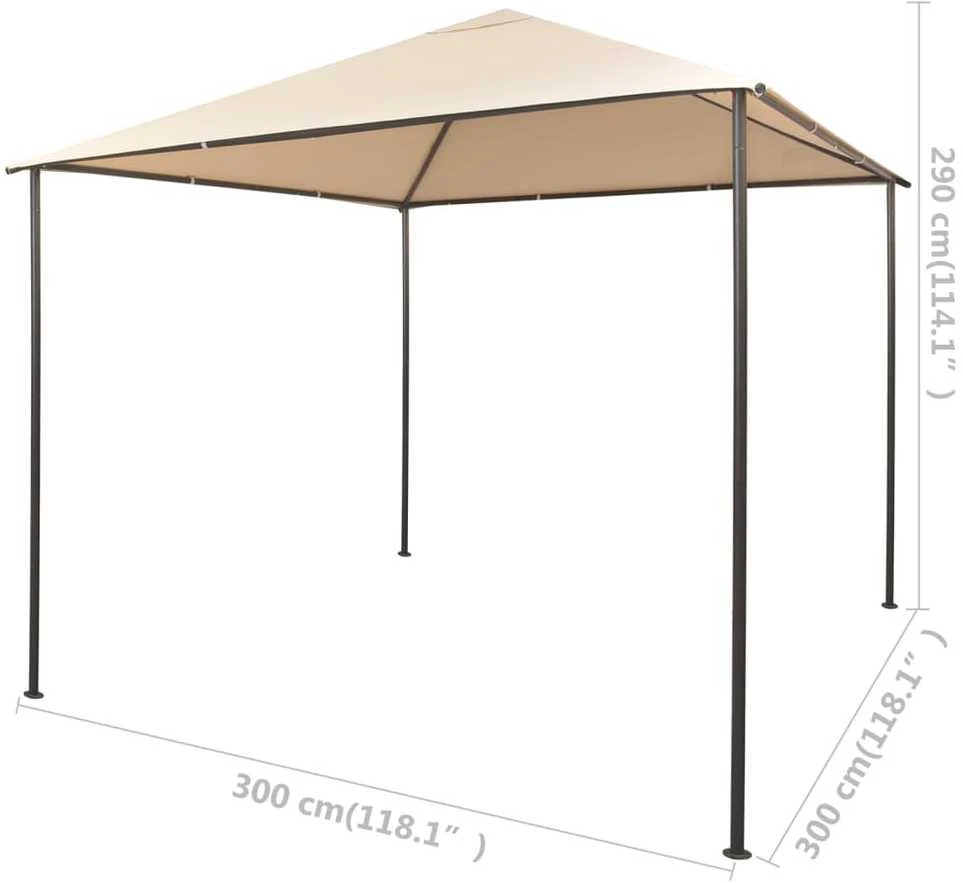 Pavėsinė, 3x3m, plienas, smėlio spalva
