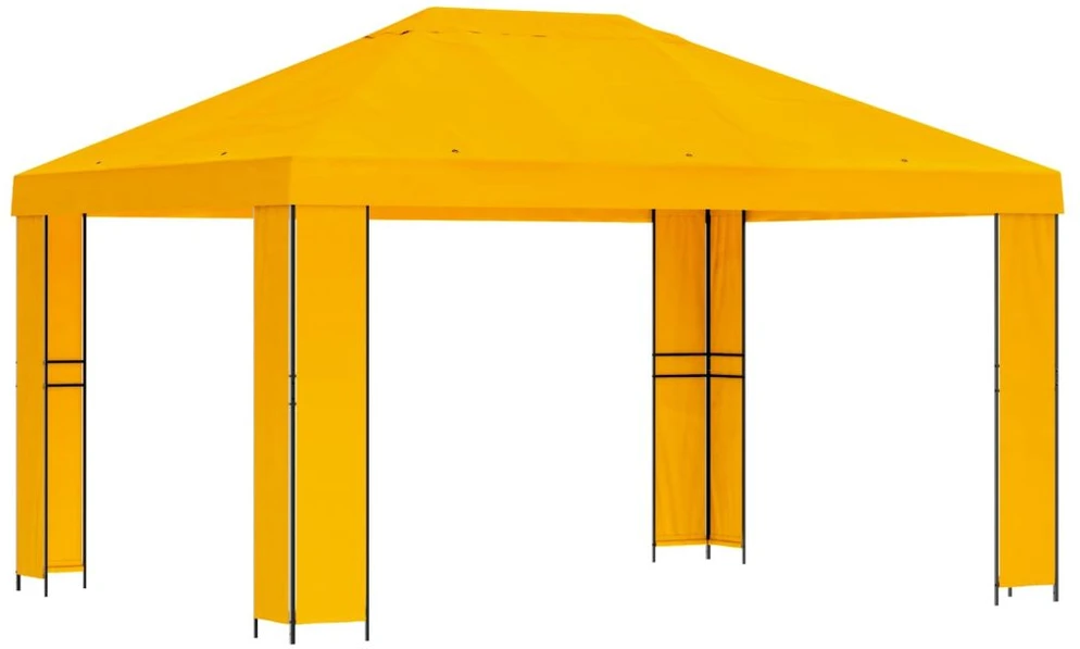 Pavėsinė 4 × 3 m Geltona Poliesteris ir plienas 190 gsm