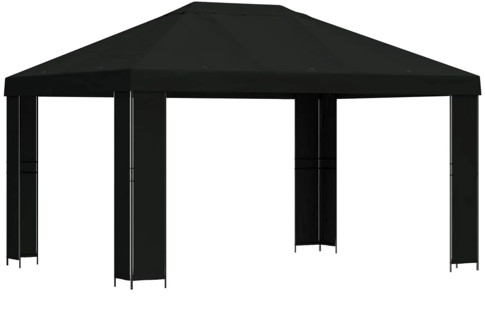Pavėsinė 4 × 3 m Juoda Poliesteris ir plienas 190 gsm