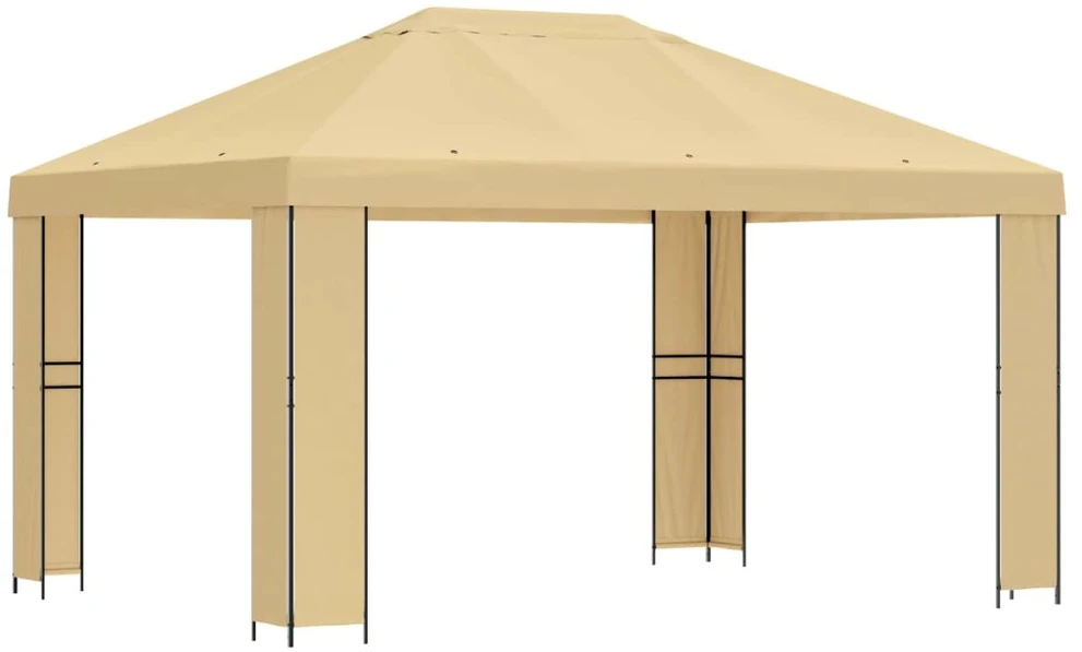 Pavėsinė 4 × 3 m Kreminė Poliesteris ir plienas 190 gsm